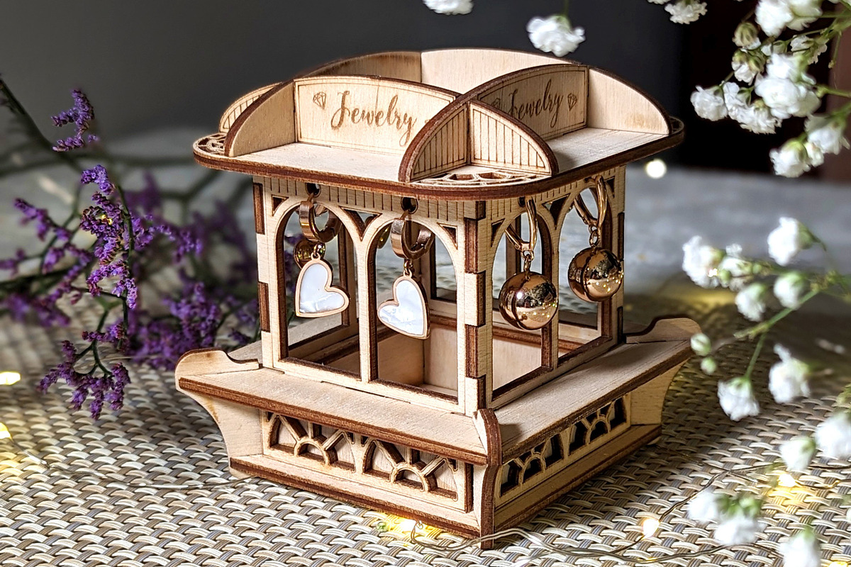 Laser Cut Earrings Jewelry Stand, an Object Graphic by VectorPainter (Photo 3 of 14)