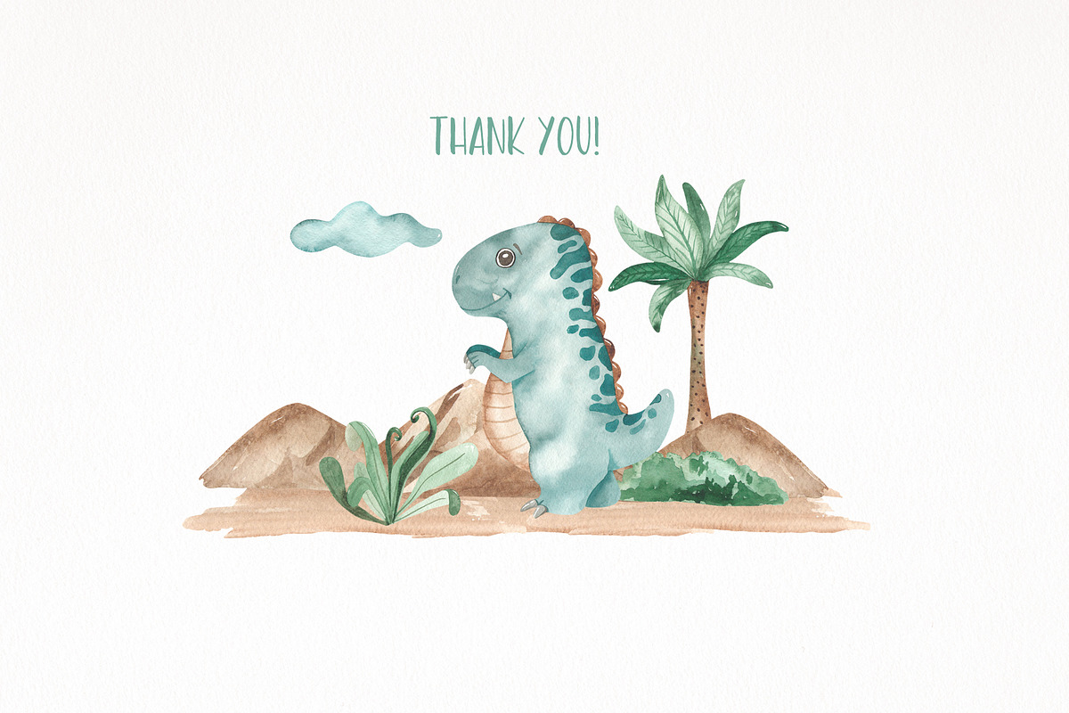 Little dinosaurs watercolor, an Animal Illustration by Marina Ermakova (Photo 13 of 13)