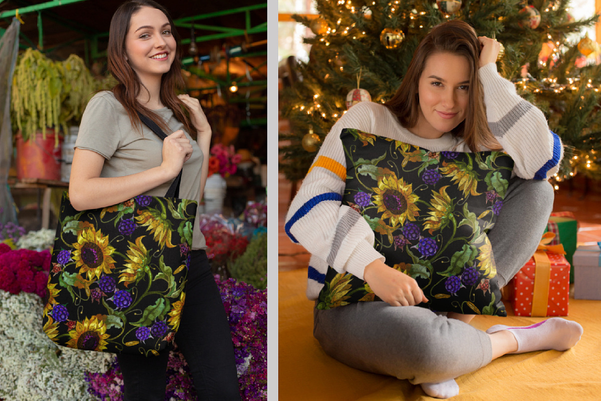 Sunflowers and meadow berries, a Pattern Graphic by Matrioshka (Photo 4 of 6)