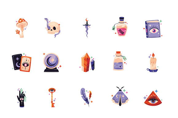 Mystical Witchcraft Illustration Set preview 2