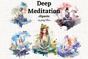 Watercolor Meditation Cliparts, an Illustration by Mash Mash Stickers (Thumbnail 1 of 9)