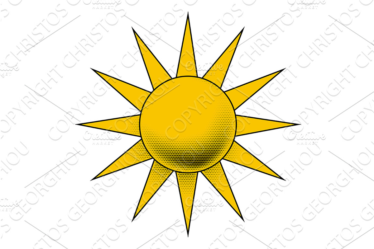 Retro Sunburst Solar Sun Star Shape, an Object Illustration by Christos Georghiou