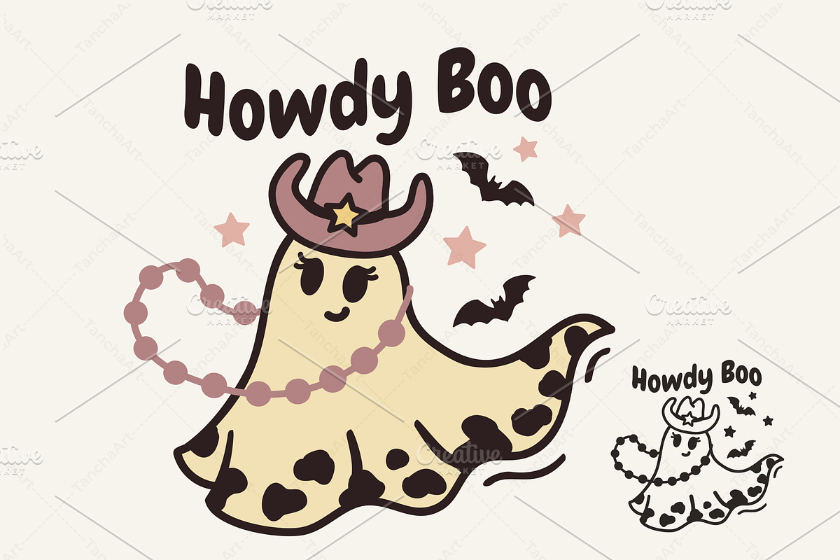 Cowgirl Ghost SVG Western Howdy Boo, an Object Graphic by TanchaArt (Photo 1 of 9)
