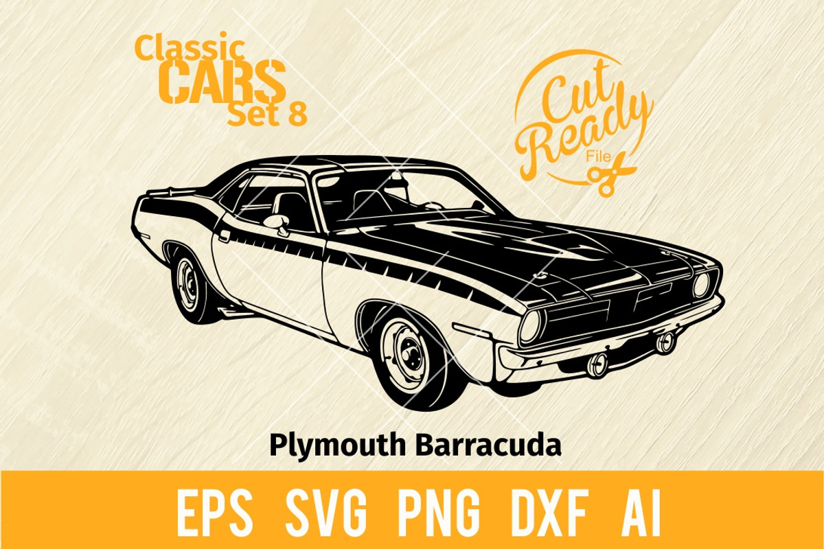 Classic Muscle Car SVG, a Transportation Illustration by Digital-Clipart