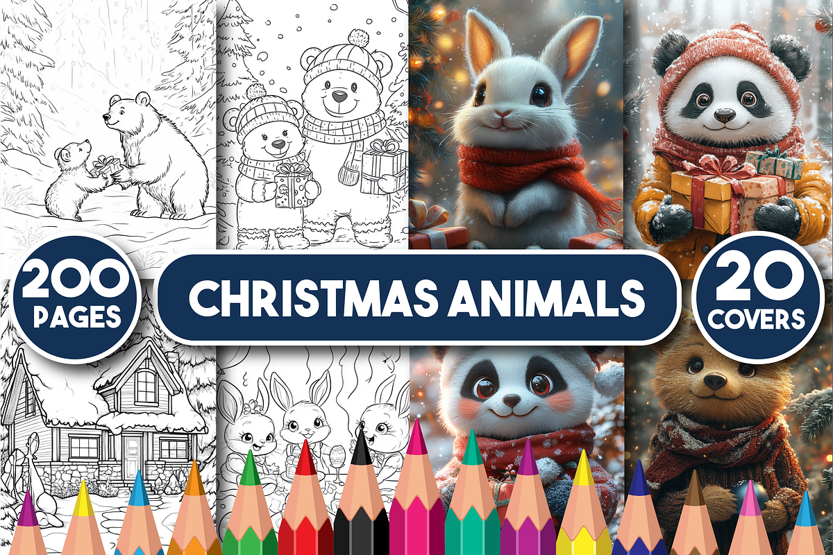Christmas Animals Coloring Book, an Animal Illustration by Printable Design Store (Photo 1 of 3)