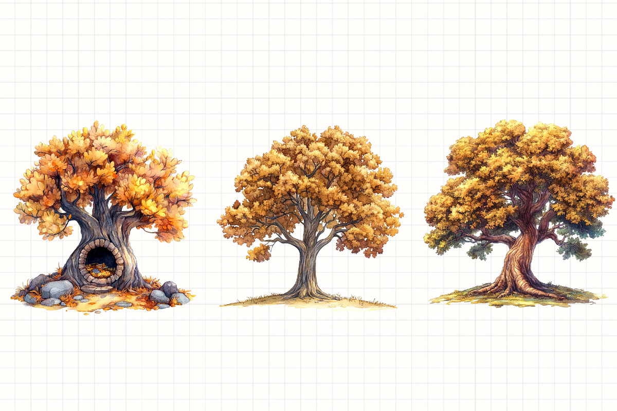 Watercolor Autumn Trees Clipart, an Illustration by Libby Wishes (Photo 3 of 6)
