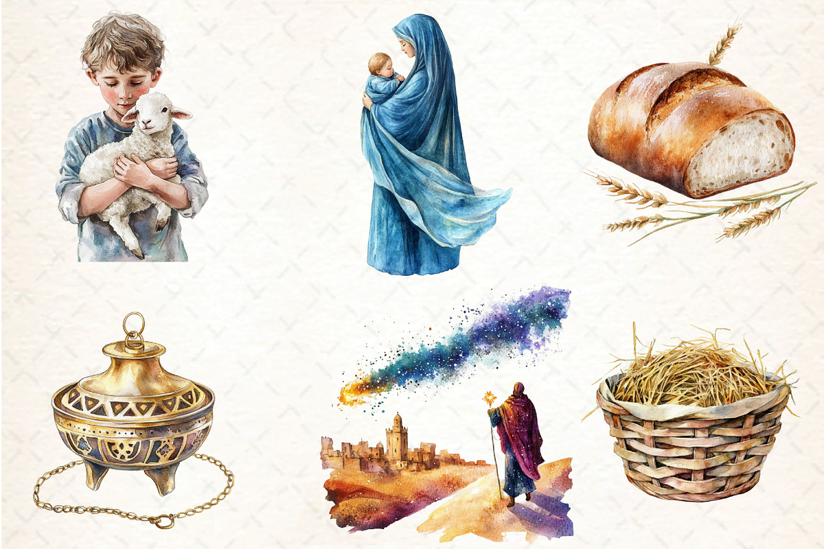 Cute Christmas Nativity Clipart Bund, an Illustration by DreamCafeArt (Photo 4 of 6)
