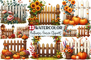 Autumn Flowers Fence Clipart, an Illustration by Rose Art (Thumbnail 1 of 4)