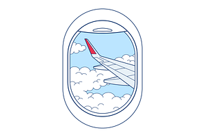 Plane wing in a window, an Illustration by Cmeree