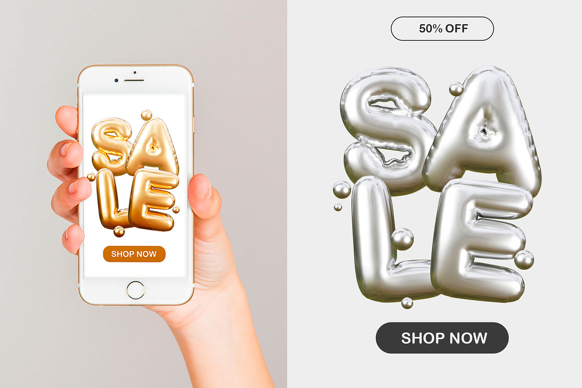 3d Golden&Chrome Inflated Letters, a Graphic by Letters-Shmetters (Photo 5 of 9)