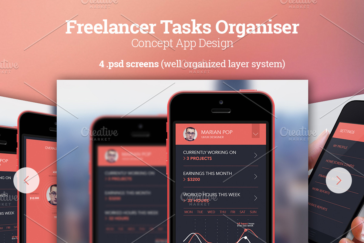 Freelancer Tasks Organiser - Concept, a Templates & Theme by Creatiph Market (Photo 1 of 5)