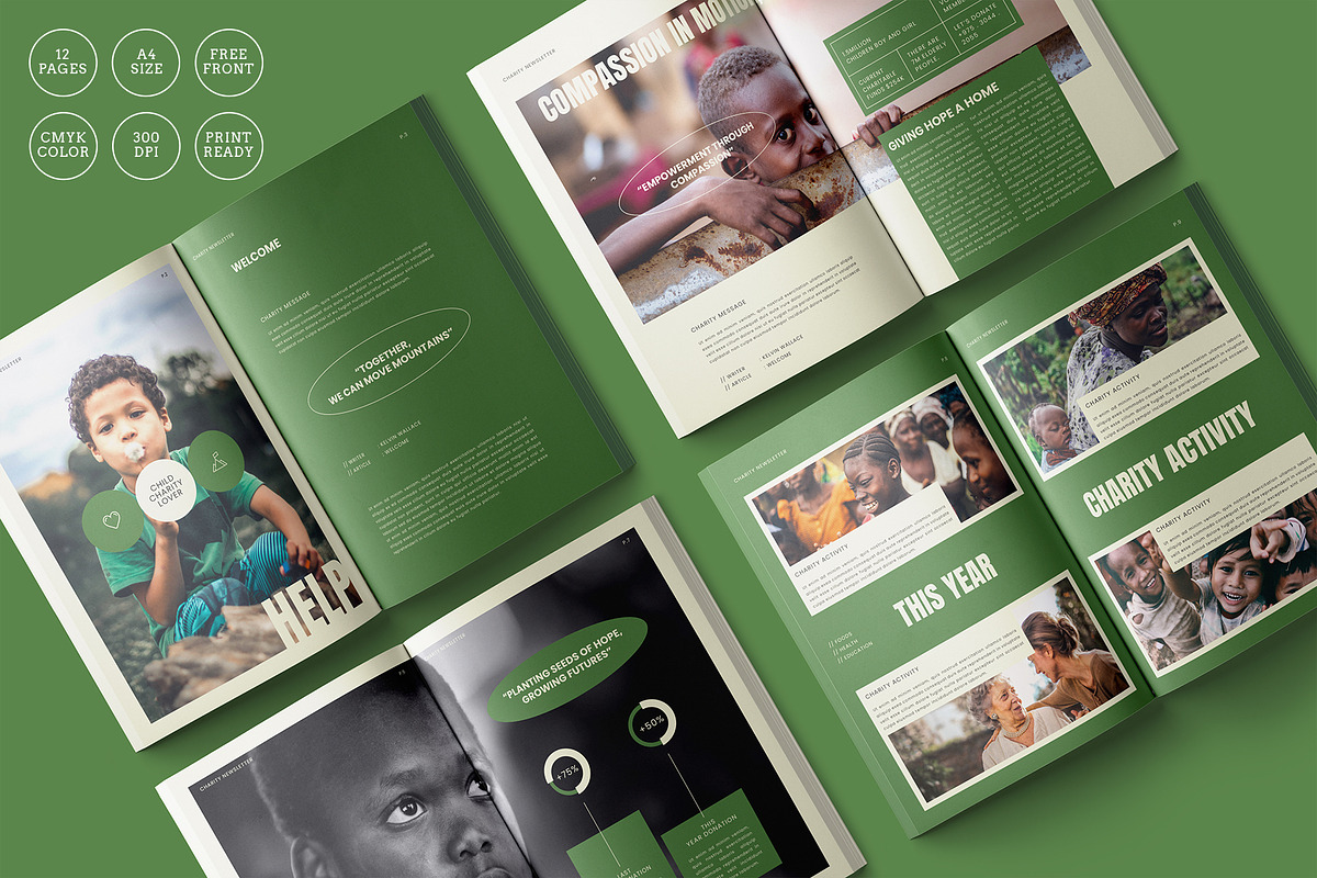 Charity Newsletter Brochure Template, a Brochure Template by Designsoul14 (Photo 4 of 8)