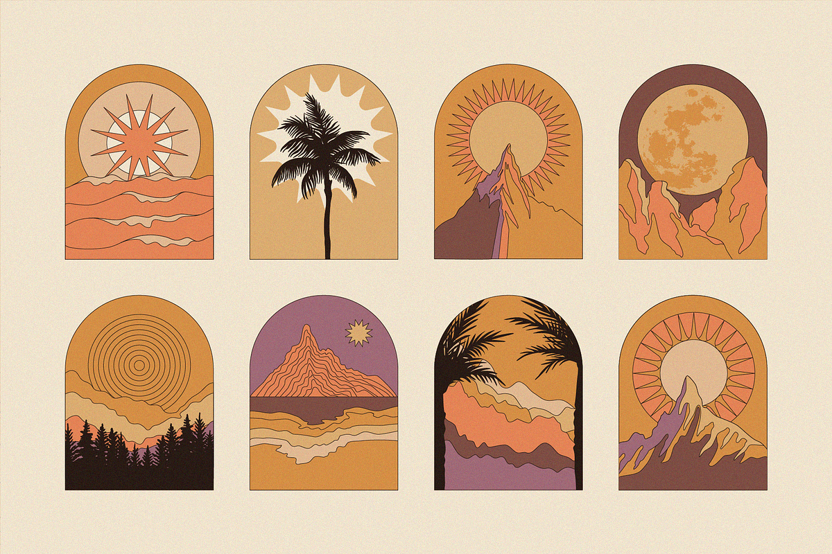 Landscapes - vector design elements, a Background Graphic by venimo (Photo 2 of 7)