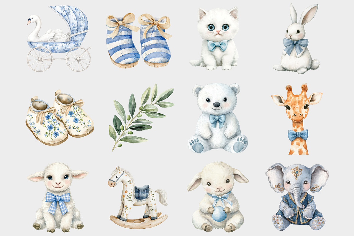 Watercolor Blue Nursery Clipart, a Seasonal Illustration by Design Market (Photo 2 of 5)