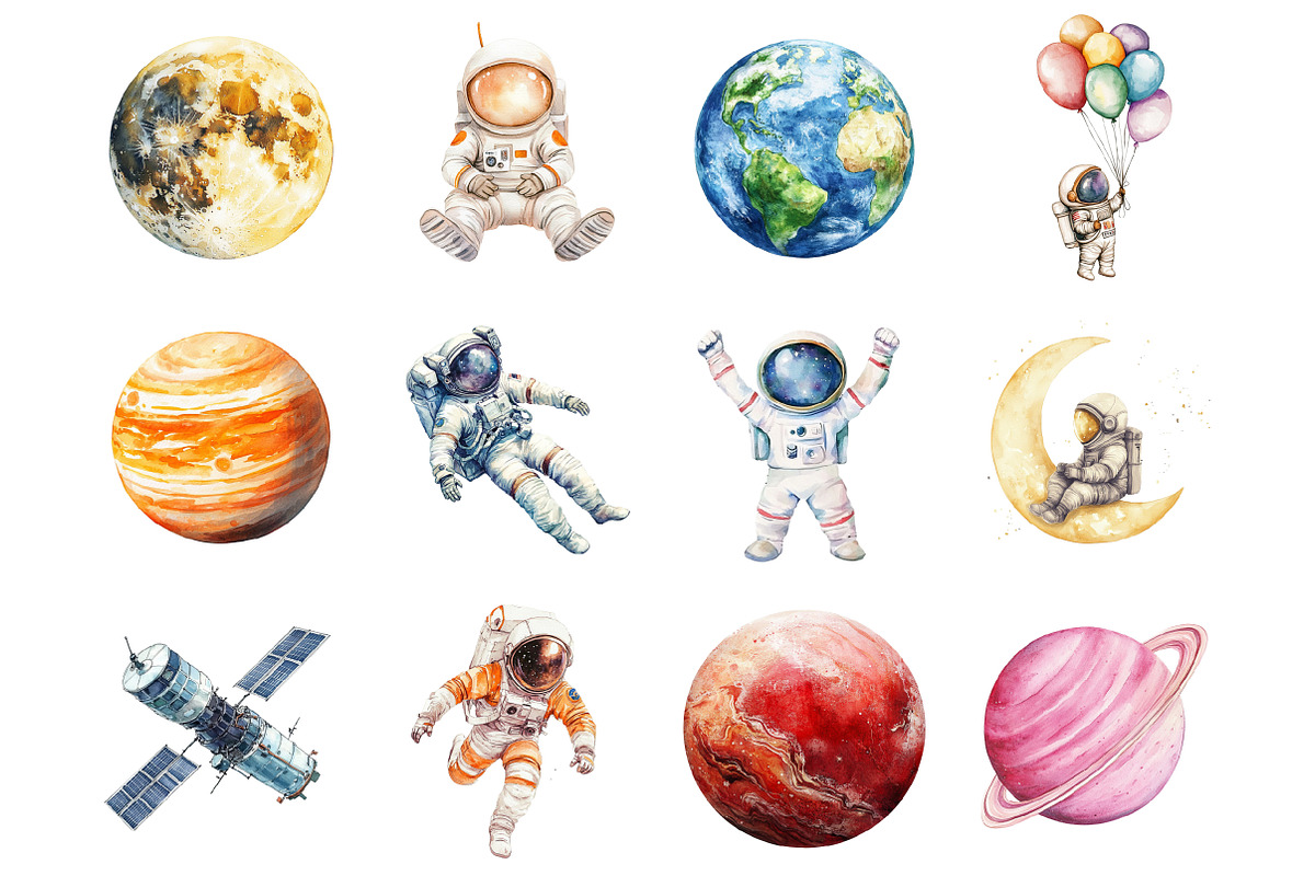Watercolor Uter Space Clipart, a Seasonal Illustration by Design Market (Photo 2 of 4)