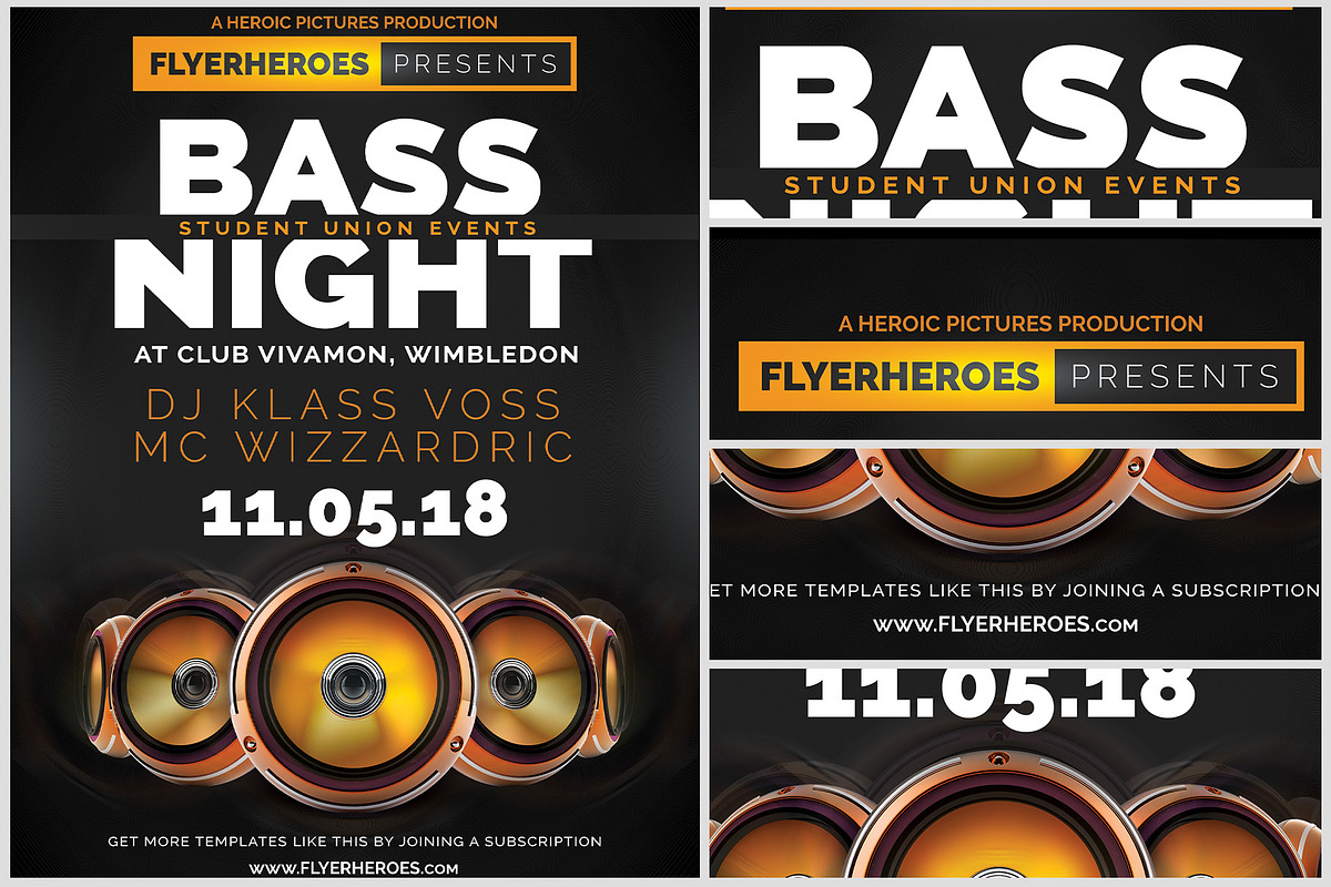 Bass Night Flyer Template, a Flyer Template by FlyerHeroes