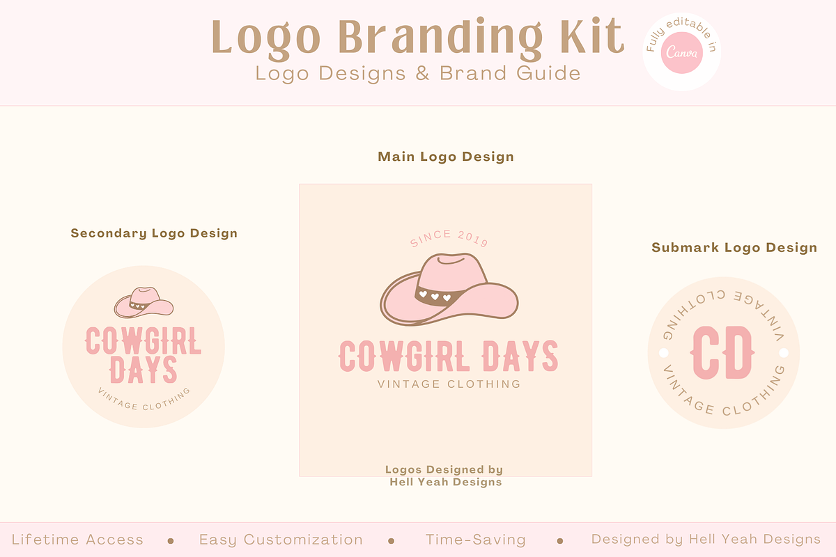 Cowgirl Hat Logo Branding Kit preview 3