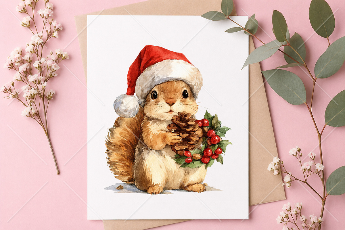 Whimsical Christmas Animals Clipart, a Seasonal Illustration by Canvas Craft (Photo 10 of 10)