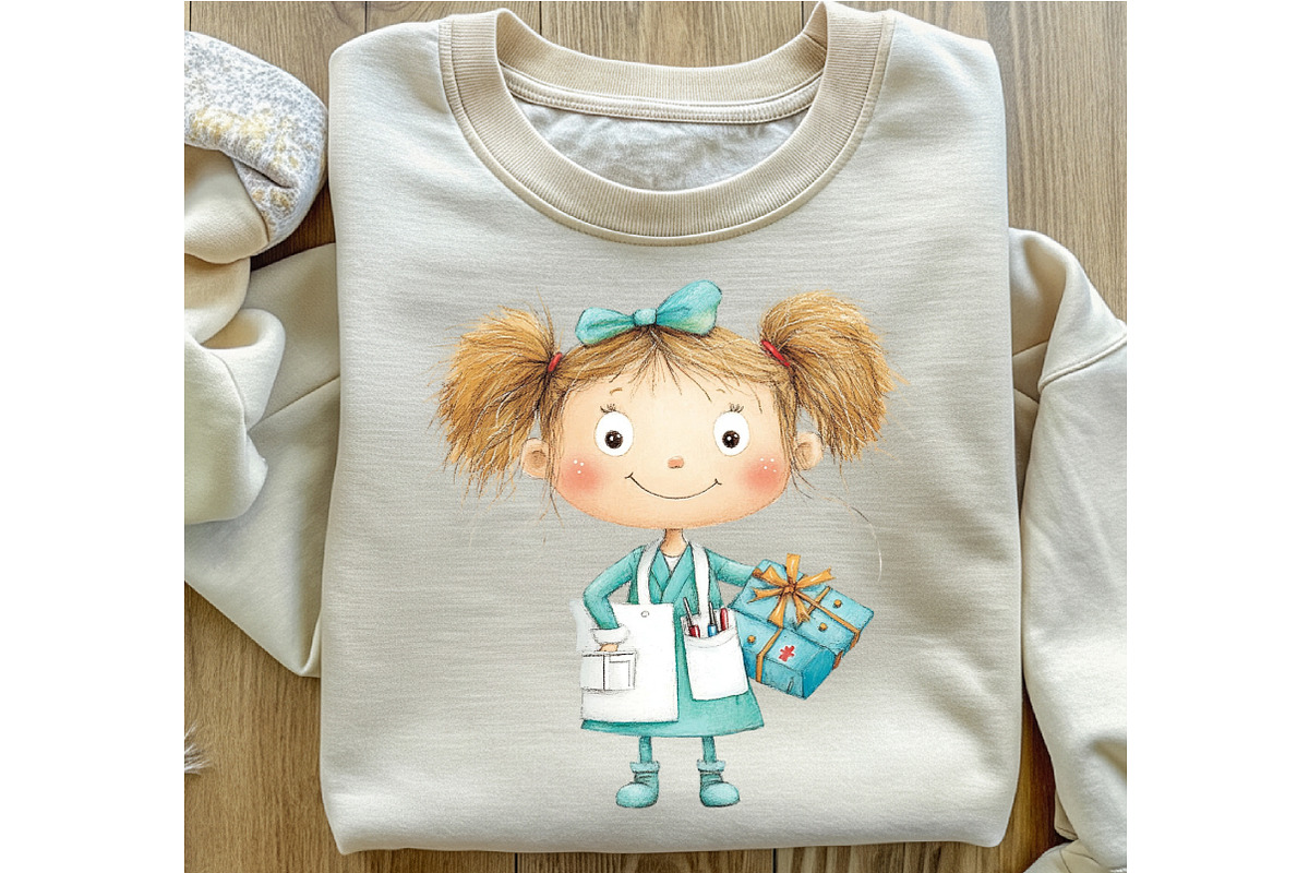 Whimsical Christmas Nurse Clipart, an Illustration by OK Design (Photo 6 of 6)