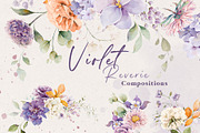 Watercolor Violet Floral Collection, a Decorative Illustration by Damian Roh (Thumbnail 6 of 14)