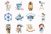 Watercolor Nautical Clipart, an Illustration by Design Market (Thumbnail 2 of 4)
