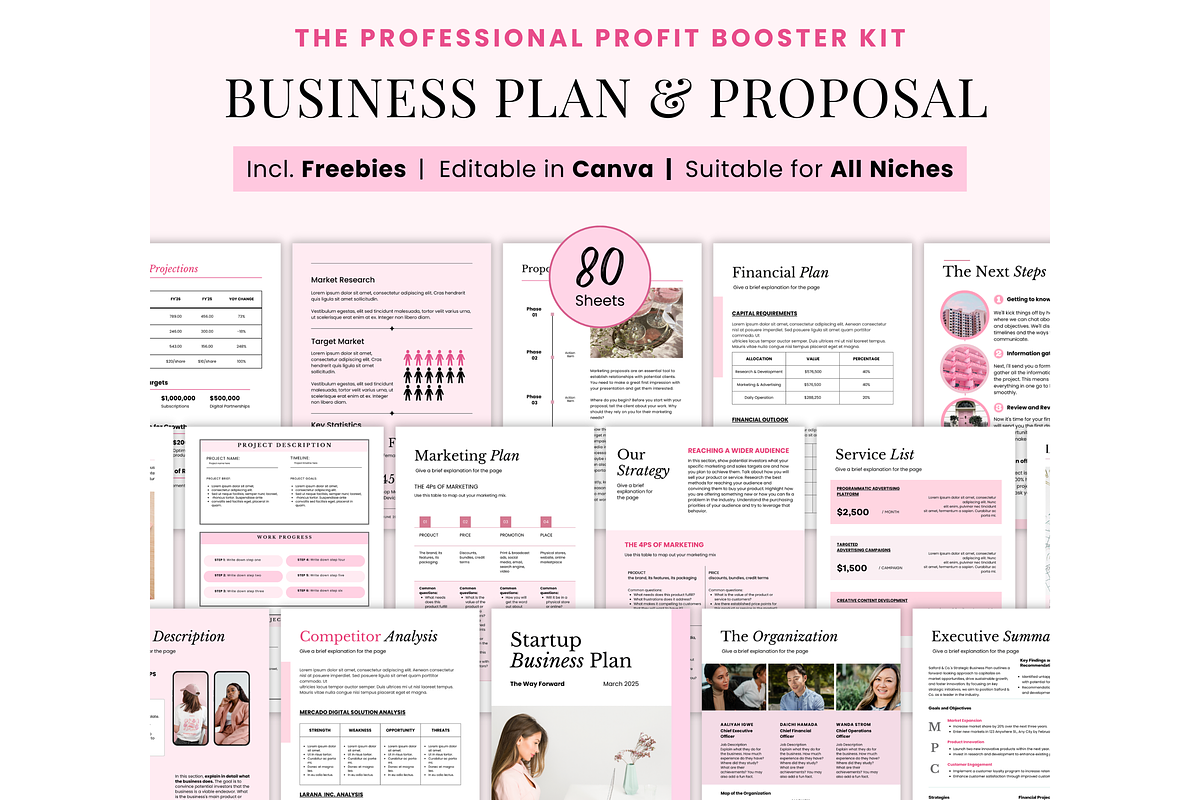 Business plan template canva, a Templates & Theme by PlannersByBee (Photo 2 of 2)