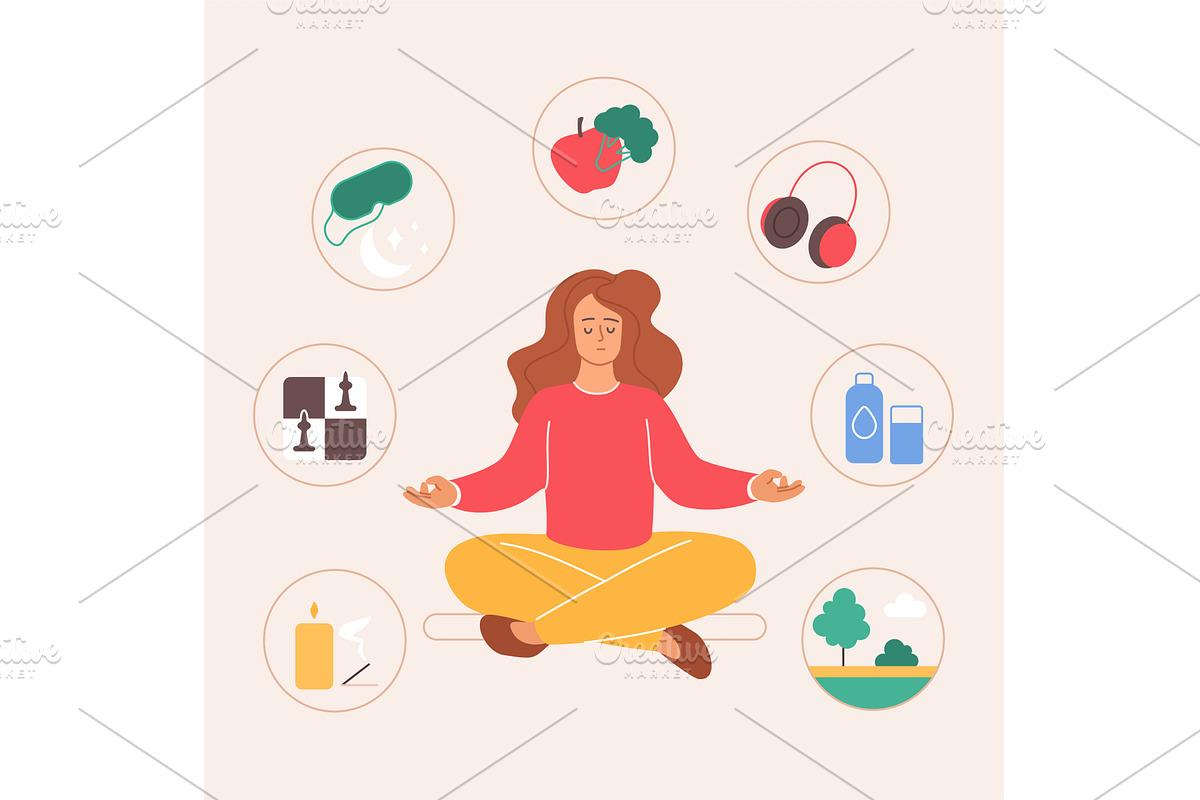 Healthy habits wellbeing emotional, a Person Illustration by Lemberg Vector