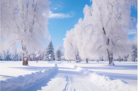 Pristine Panoramic winter park snow, a Nature Photo by Ylivdesign