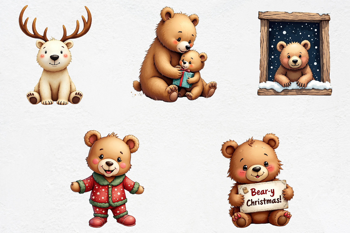 Christmas Wild Bears Sublimation Cli, an Illustration by CrexoraLab (Photo 3 of 5)