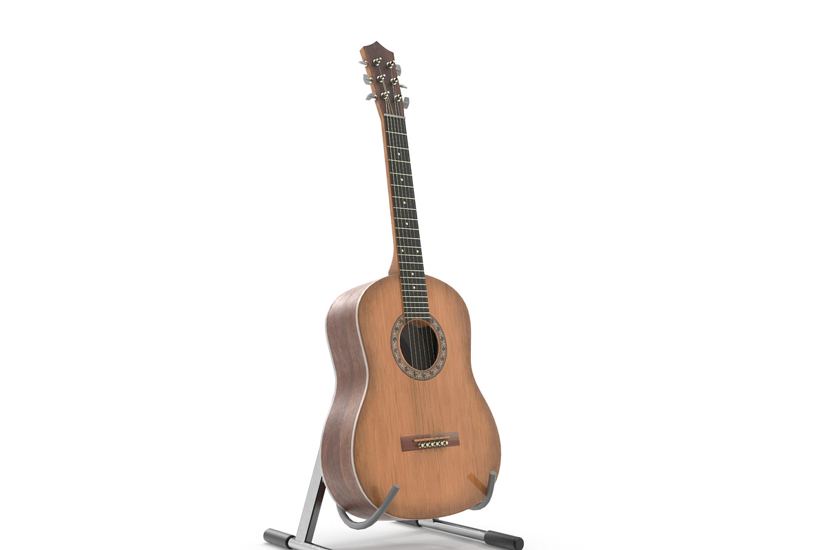Classic Acoustic Guitar With Stand, an Object 3D Model by Tedi Permana (Photo 1 of 8)