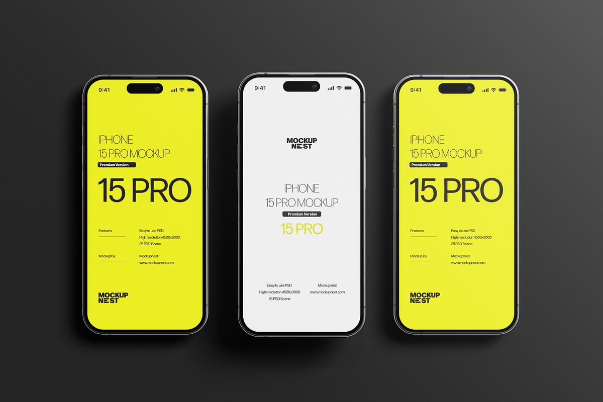 Iphone 15 Pro Mockup Set, an iPhone Mockup by Toasin Studio