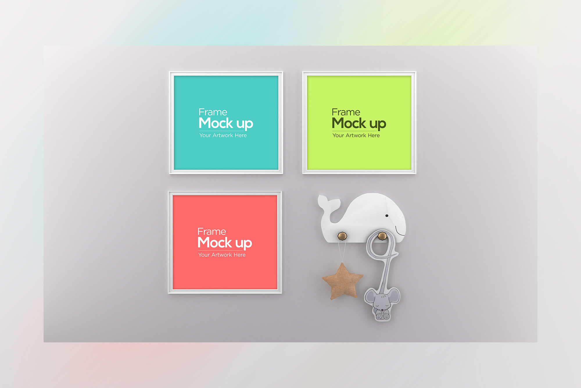 Three Frames Mockup hanging on wall, a Household Mockup by shahsoft