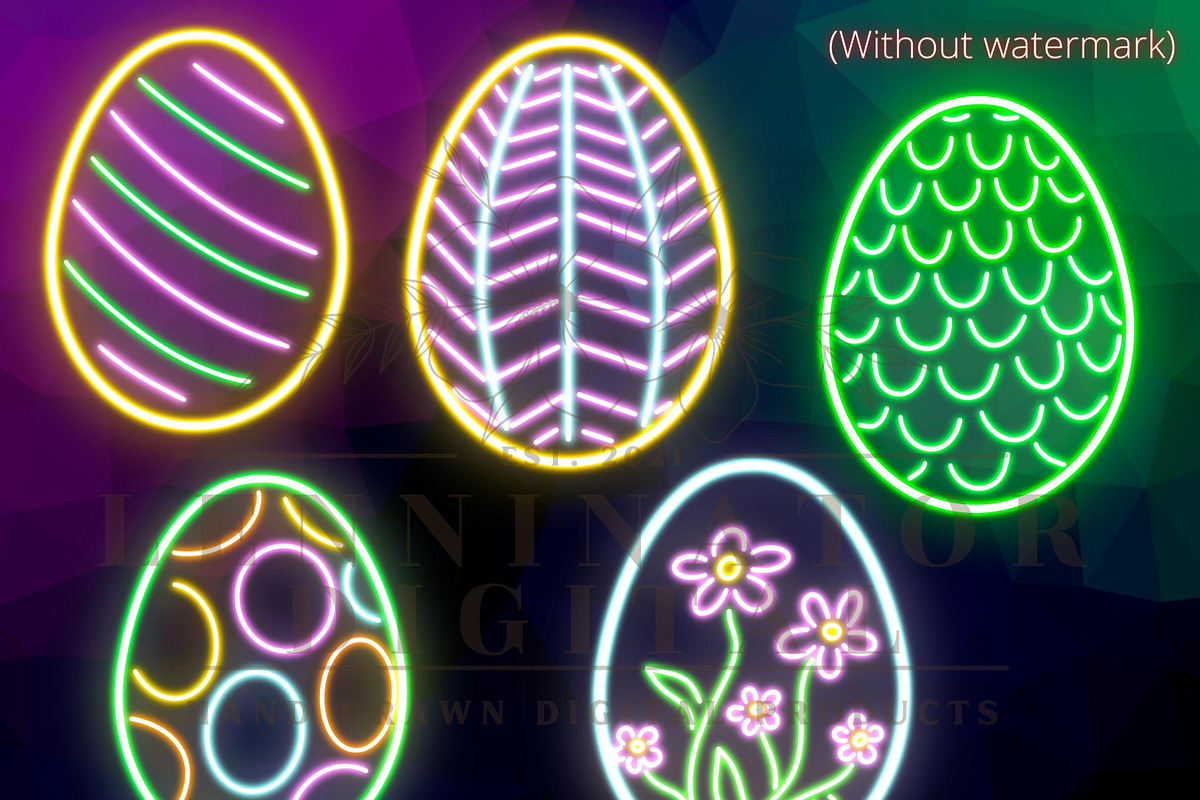 Neon Easter Spring Clipart PNG, a Seasonal Illustration by Lenninator Digital (Photo 5 of 7)