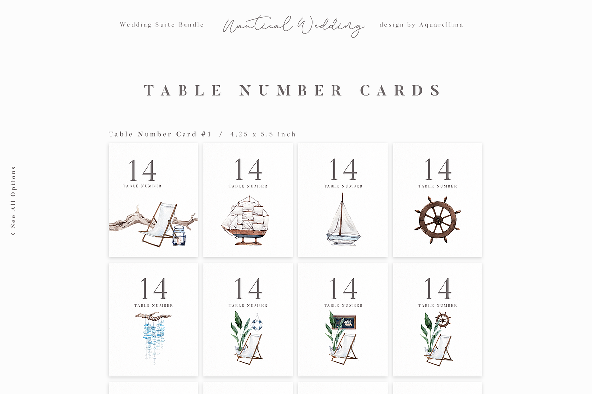 Nautical Wedding Invitations BUNDLE, an Invitation Template by Aquarellina (Photo 6 of 21)