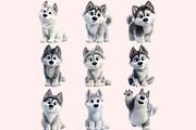 Husky Clipart PNG Bundle, a Graphic by M9 Design (Thumbnail 2 of 11)