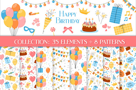 Happy Birthday Cute Clipart Patterns