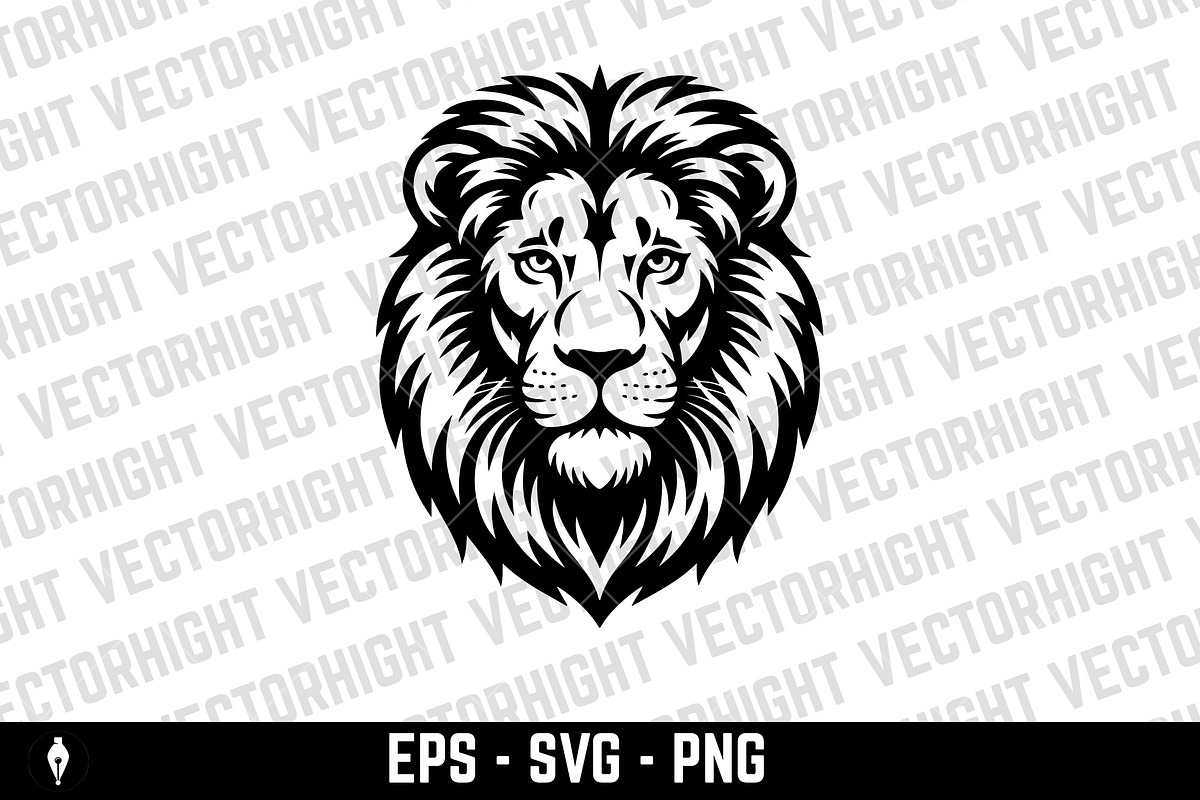 Illustration of a head of lion., an Animal Illustration by Vectorhight (Photo 2 of 3)