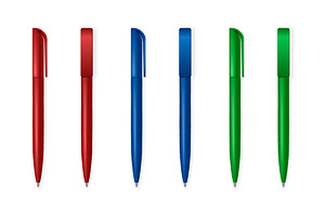 Set Of Blank Vector Pens.