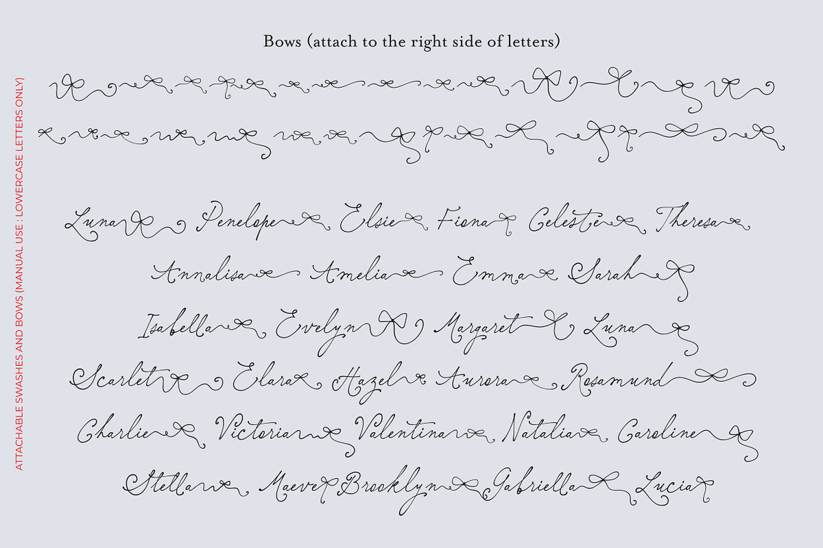 Elisabeth Darlington with Bows, a Script Font by PeachCreme (Photo 15 of 22)
