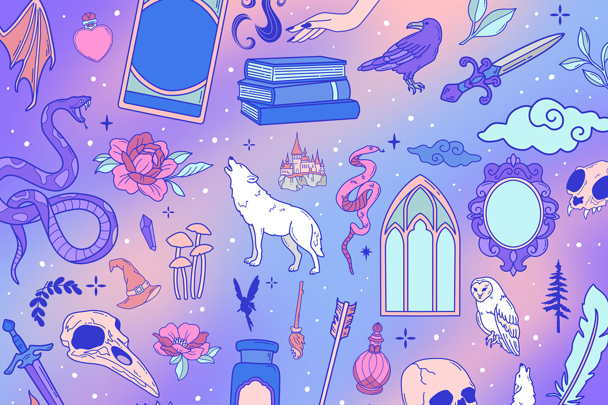 210+ procreate kawaii fantasy stamps, a Brush Add-On by laura.design (Photo 6 of 9)