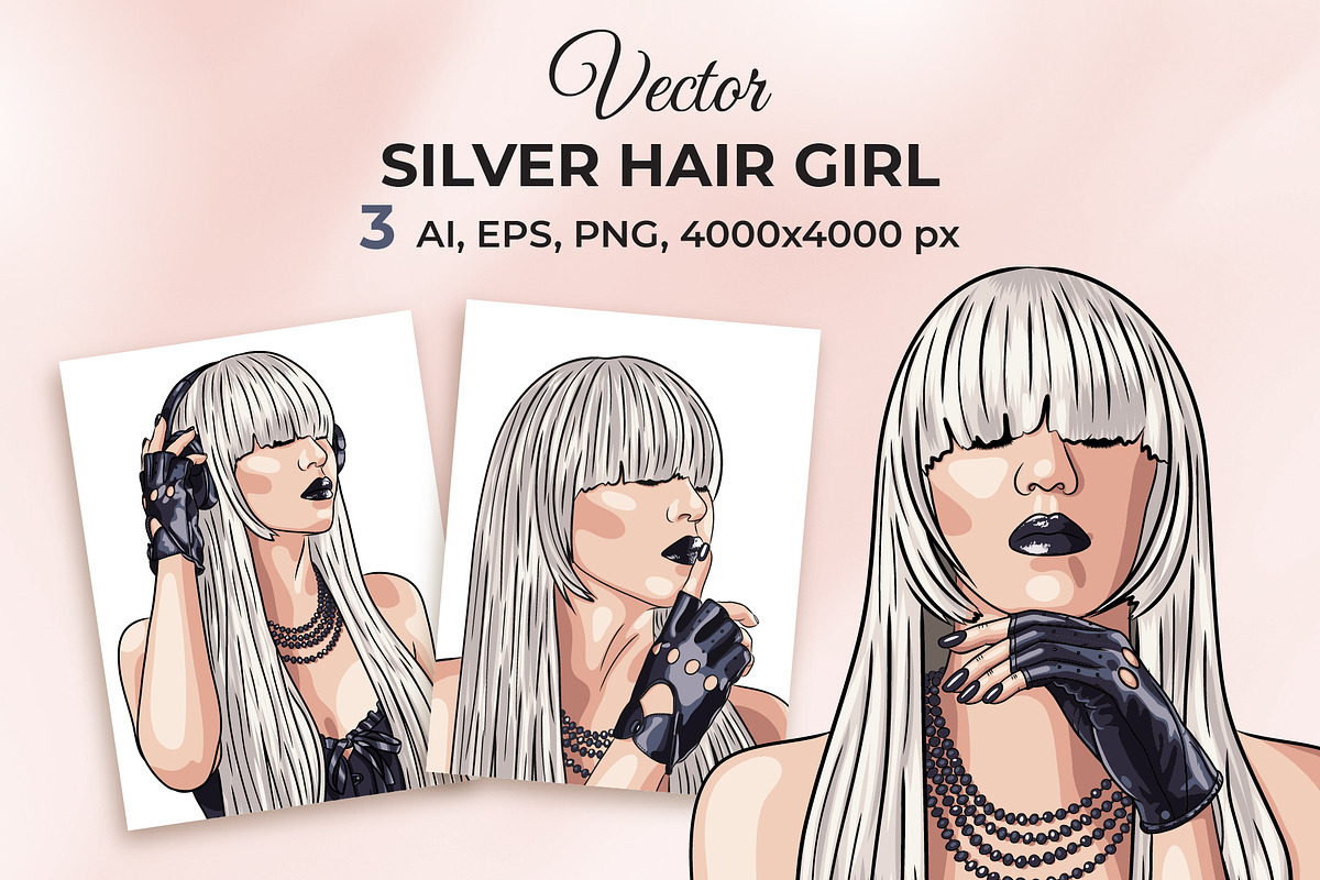Vector Silver Hair Girl, a Person Illustration by Iryna Denysova (Photo 1 of 4)