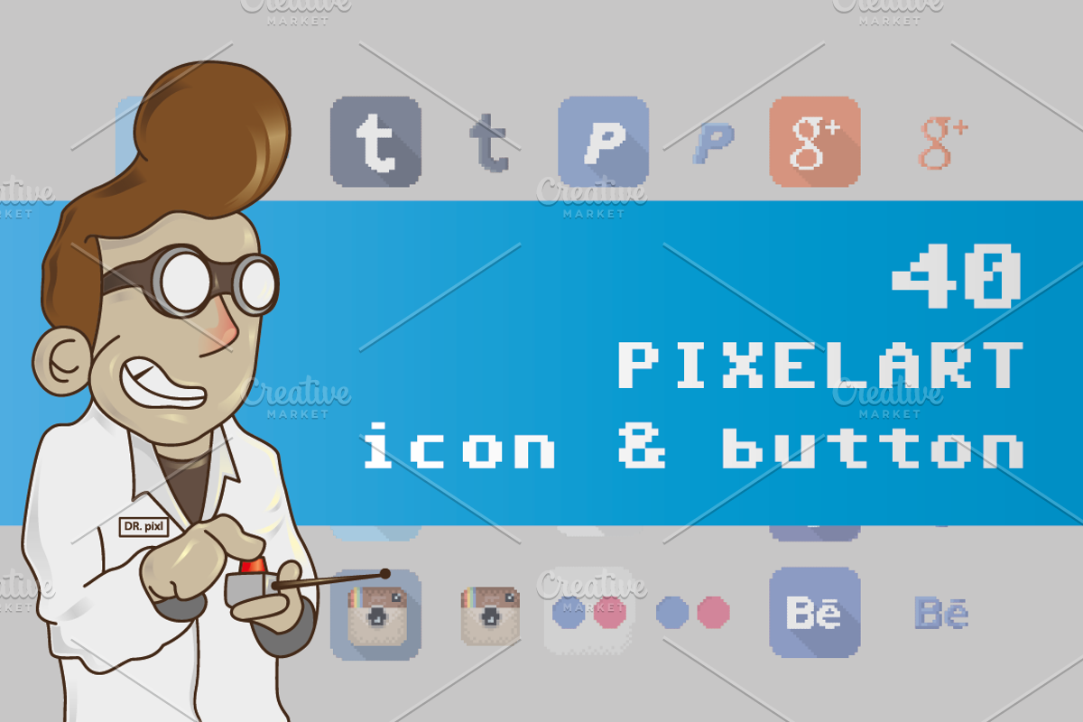 40 pixel art social media button, an Icon by HVF Studio (Photo 1 of 3)