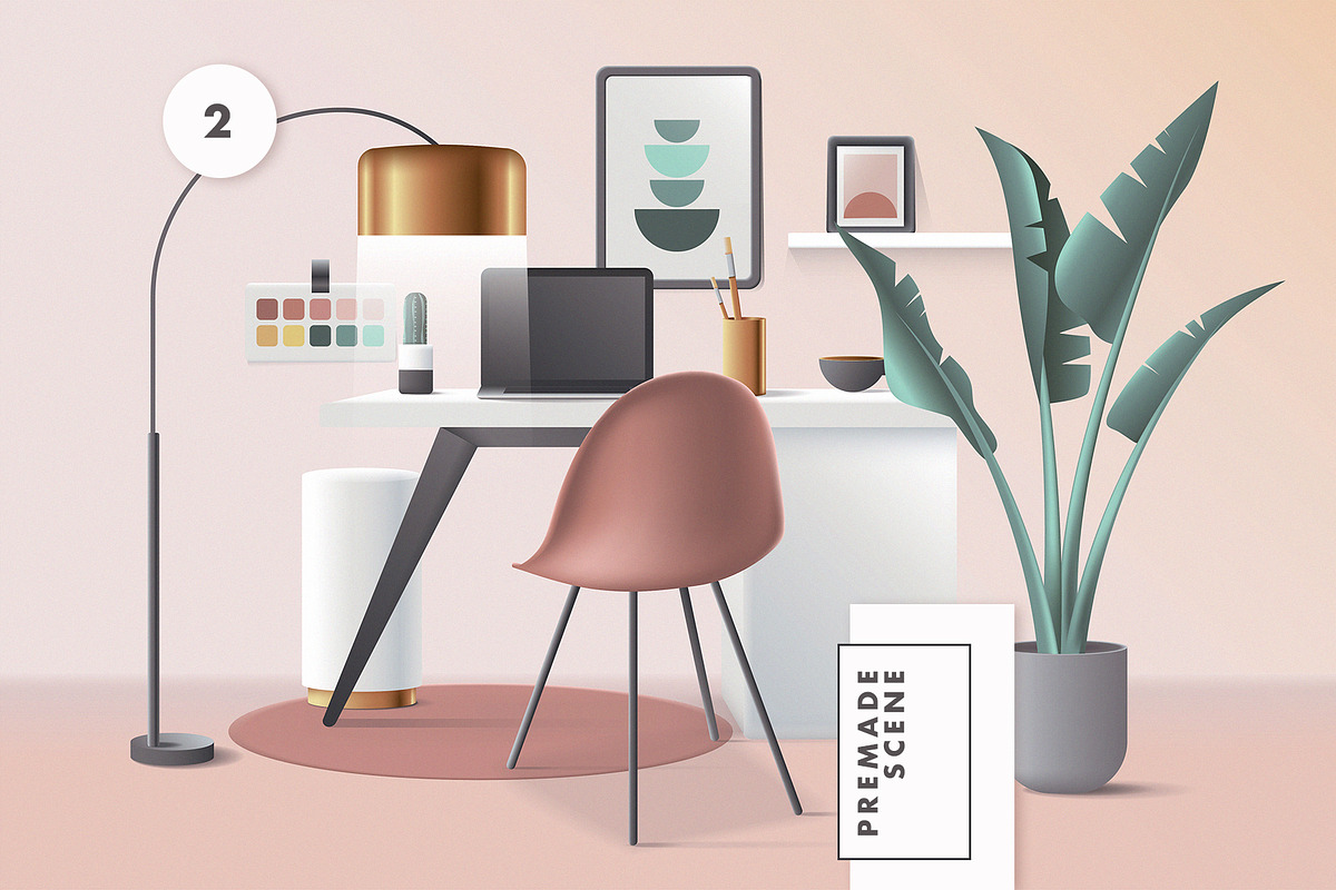 3D Workspace Scene Creator, an Object Graphic by Polar Vectors (Photo 8 of 9)