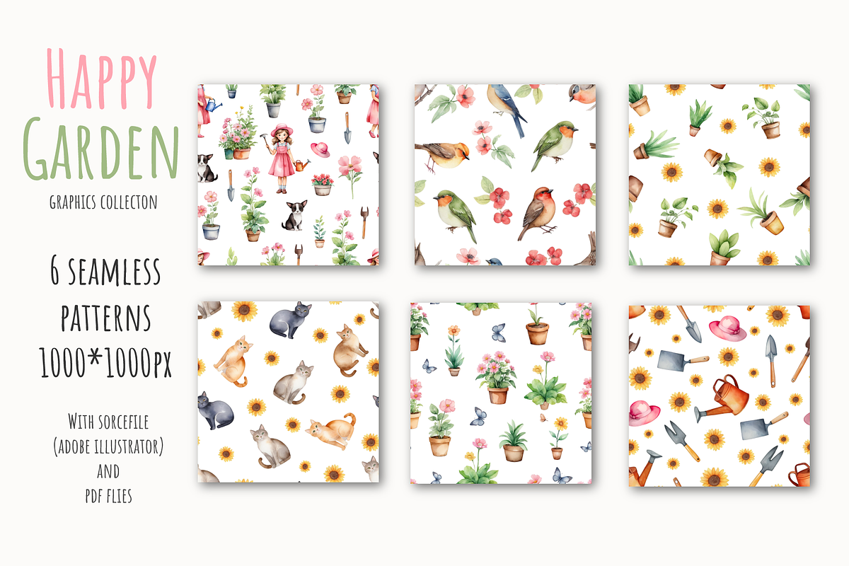 Garden Seamless Patterns & Elements, a Graphic by Art (Photo 2 of 7)