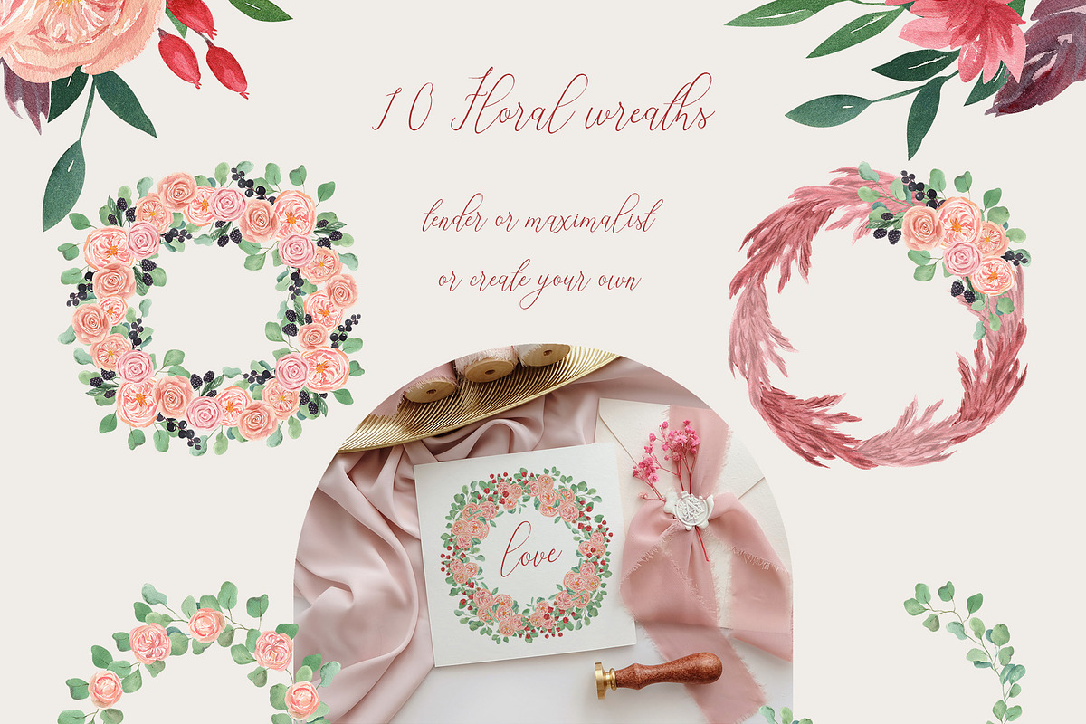 Modern Bridal Floristry Berry Pink, a Decorative Illustration by Catch the Dream Art (Photo 8 of 14)