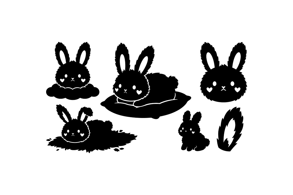 Cute Fluffy Bunny Clipart, an Illustration by designvectx (Photo 1 of 3)