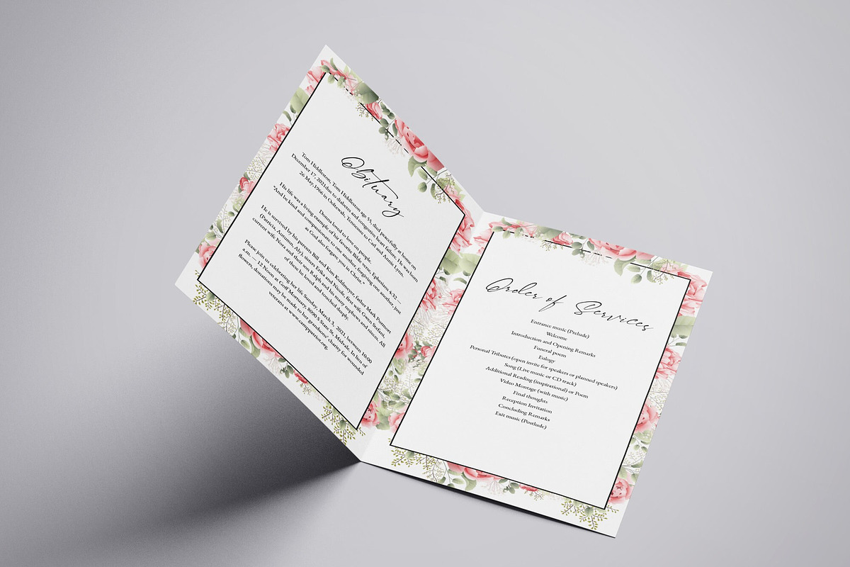Floral Funeral Program Template, a Brochure Template by retrographix (Photo 5 of 5)