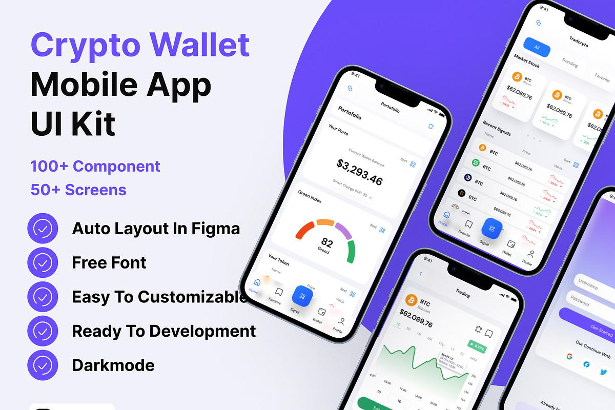 Crypto Wallet | Mobile App Ui Kit, an App Template by Pixel Blend (Photo 1 of 6)