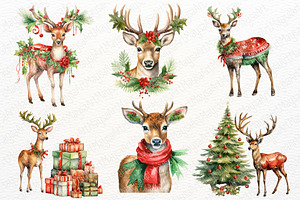 Christmas Reindeer Watercolor Set