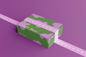 3d Delivery Box With Tape Mockup